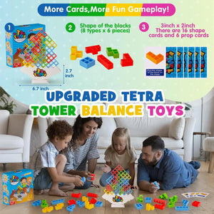 64PCS Tetra Tower Fun Balance Stacking Building Blocks Board Game for Kids Adults Friends Team Dorm Family Game Night and Partie