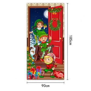 Christmas Door Christmas Door Cover Dog Xmas Tree Gift Decor Outdoor Photo Door Curtain Creative Christmas Hanging Cloth Blanket