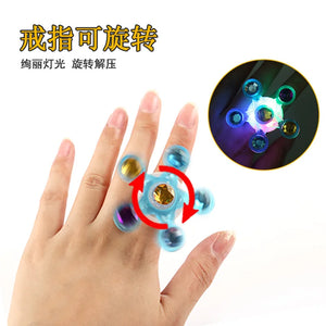 1PC Luminous Fingertip Spinner Toy Kids Fun Rotating Led Flash Glow Ring Party Glow-in-the-Dark Prop Finger Stress Relief Toys