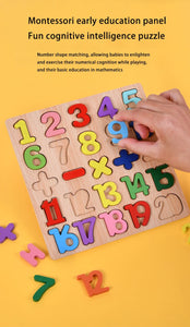 Wooden Jigsaw Puzzle Children Letters Numbers Board Pairing Puzzle Cognitive Montessori Early Educational Toys for Kids Gift