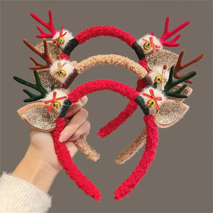 Christmas Hair Hoop Girls Plush Reindeer Antlers Deer Ear Christmas Party Cosplay Headbands Festival Hair Accessories Gifts